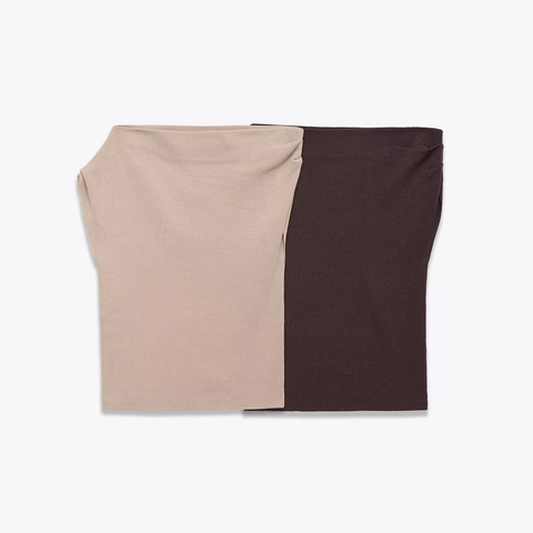 Knitted Tube Top Ribbed Bandeau Strapless Slim Fit Elastic Solid Color Casual Basic Elegant Sleek Minimalist Fashion For Women
