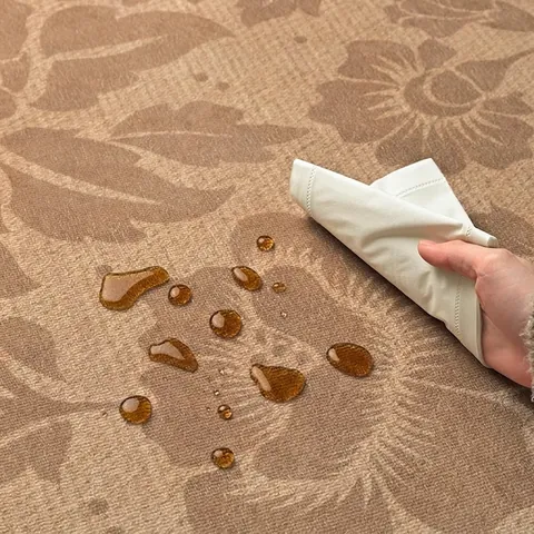 Tapis Rond Imperméable Résistant Aux Taches Polyester Rétro Floral Style Français Pour Salon Chambre Antibactérien Maison