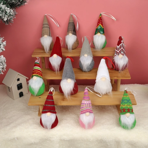 Ornamenti Appesi Gnomo Di Natale Bambola Senza Volto In Maglia Tomte Svedese Decorazioni Per Albero Di Natale Tessuto Barba Lunga