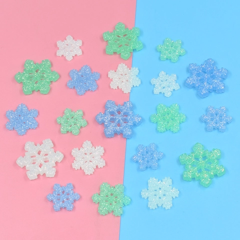 Ciondoli Fiocco Di Neve Luminosi Resina Glitter Natale DIY Decorazione Accessori Custodia Telefono Accessori Capelli Artigianato