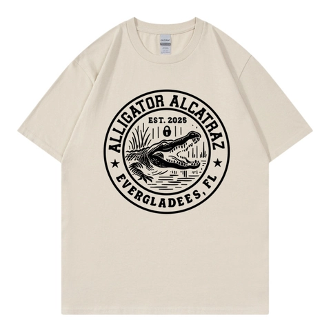 Alligator Alcatraz Grafik T-Shirt Baumwolle Vintage Print Kurzarm Rundhals Casual Herren Sommer Tee