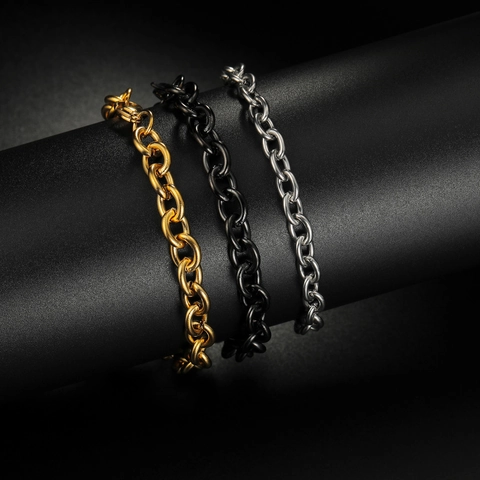 Titanstahl Gliederkette Armband Für Männer Und Frauen Hip Hop Punk O-Form Minimalistischer Modeschmuck Accessoire
