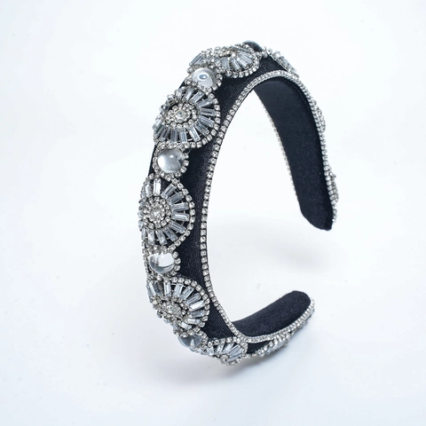 Cerchietto Imbottito Barocco Strass Cristallo Lusso Tessuto Retro Scintillante Copricapo Da Festa Accessorio Capelli Donna