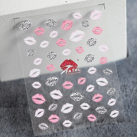 Nagels Stickers Lipafdruk 5D Zelfklevend Dun Mat Transparant Luipaard Kus Decoratie Voor DIY Manicure Professionele Kwaliteit