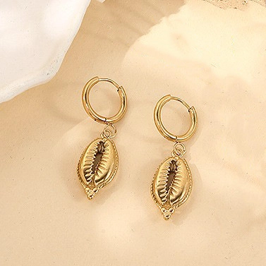 Vintage Conch Starfish Star Hoop Earrings Necklace Jewelry Stainless Steel 18K Gold Plated Bohemian Women