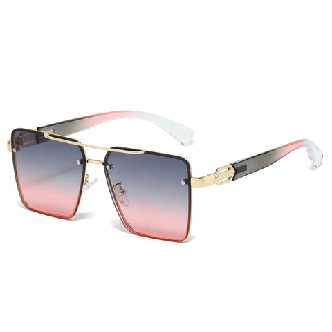Gafas De Sol Cuadradas Sobredimensionadas Retro Vintage Montura De Metal Protección UV400 Lentes Degradadas Moda