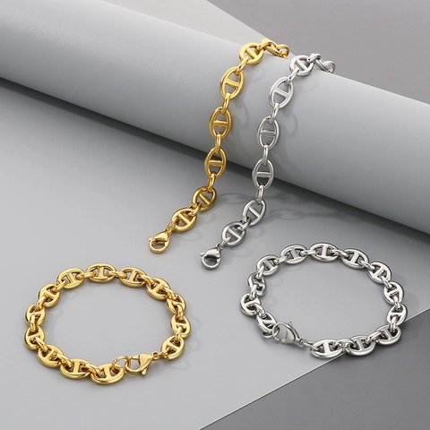 Bracciale Catena Ancora Naso Di Maiale Moda Acciaio Inossidabile Gioielli Stile Neutro Per Uomini Donne