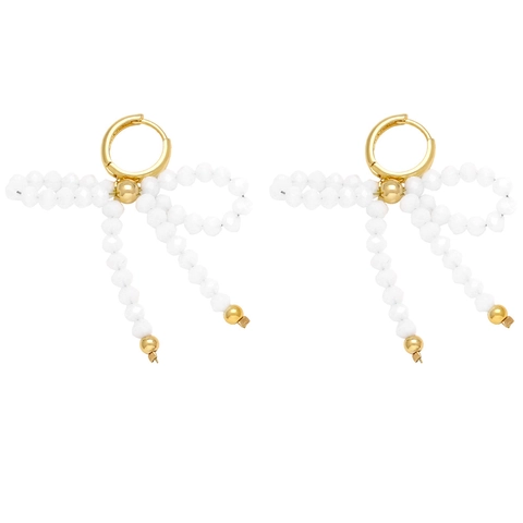 Bowknot Dangle Earrings Copper Gold Plated Colorful Crystal Seed Beads Sweet Fashion Jewelry For Women