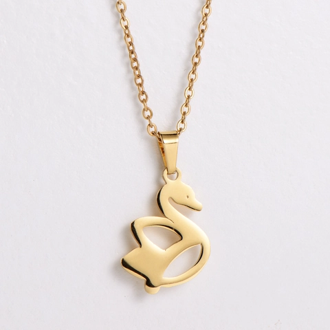 Eleganter Schwanen Halskette Und Ohrstecker 316 Edelstahl 18K Vergoldet Hohl Tier Schmuck Für Frauen Mode