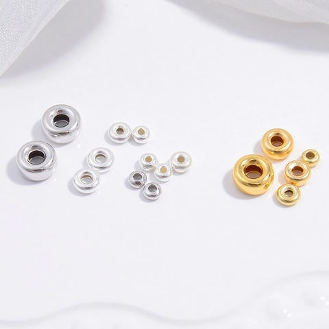 Glatte S925 Sterlingsilber Runde Zwischenperlen Für DIY Schmuckherstellung Armbänder Und Halsketten Zubehör