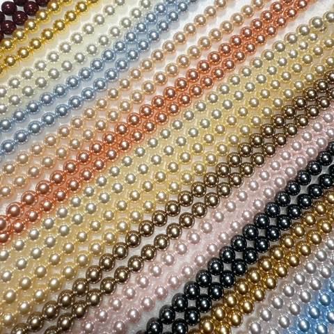 Round Glass Artificial Pearl Beads High Gloss Imitation Loose Beads For DIY Jewelry Making Necklaces Earrings Accessories