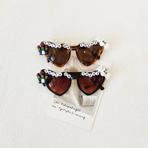 Lunettes De Soleil En Forme De Coeur Pour Enfants Plastique Halloween Fête UV400 Protection Trick Or Treat Filles