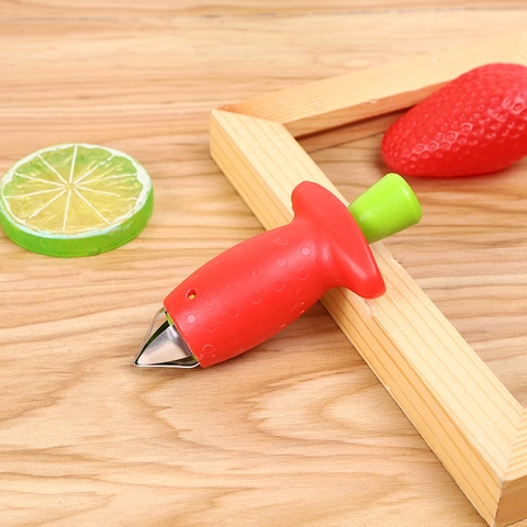 Stainless Steel Strawberry Huller Plastic Tomato Stem Remover Fruit Corer Tool Creative Kitchen Gadget Red