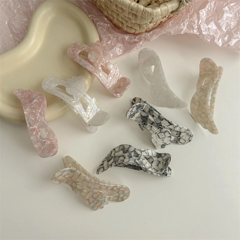 Fermagli Per Capelli In Acetato Tulipano E Ali Motivo Marmoreo Accessorio Elegante Per Donna Versatile