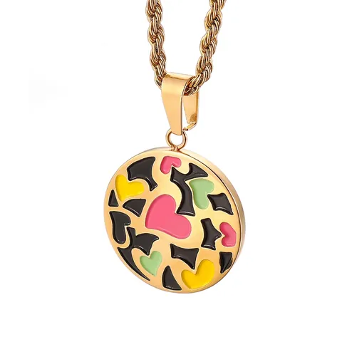 Runder Anhänger Halskette Edelstahl Emaille Nautisch Nantucket Geometrischer Kristall Seilkette Schmuck Für Frauen