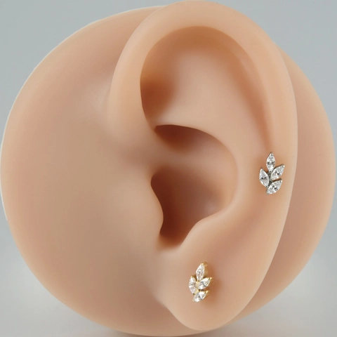 ASTM F136 G23 Titanium Labret Studs Kraakbeen Oorbel Interne Schroefdraad Piercing Sieraden Zirconia Bloem Blad Vorm