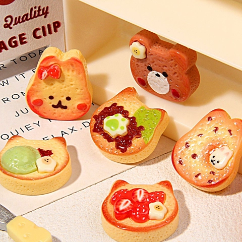Harz Cartoon Tier Keks Miniatur Essen Spiel DIY Haarspange Handyhülle Zubehör Katze Bär Hase Form Flatback