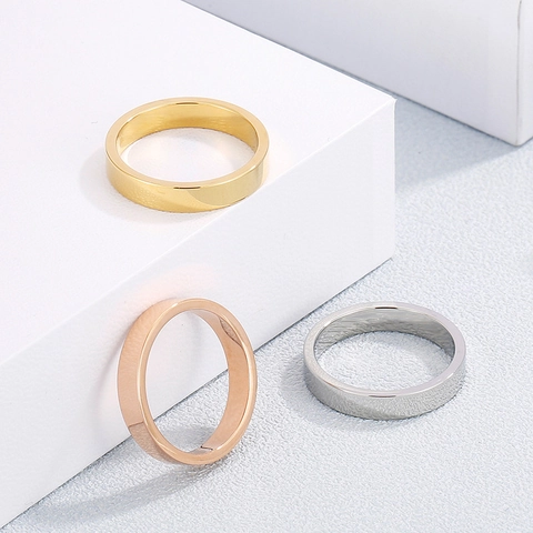 Bague Anneau Simple en Acier Inoxydable 316L Minimaliste Finition Miroir Polie Bijoux de Mode Unisexe Cadeau Anneau de Doigt
