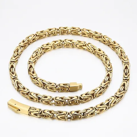 Byzantinische Kette Halskette 316L Edelstahl Robust Box Verschluss Hip Hop Punk Rock Street Style Herren Damen