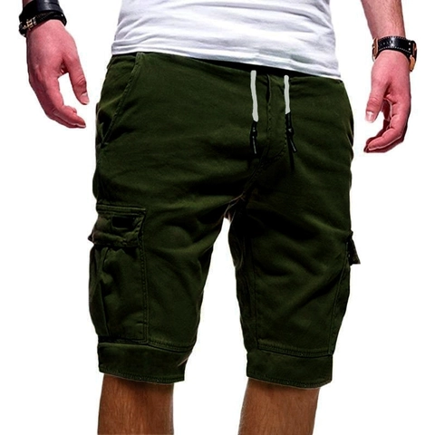 Heren Casual Cargo Shorts Zomer Meerdere Zakken Polyester Modal Mix Trekkoord Elastische Hoge Taille Slim Fit Sport Shorts