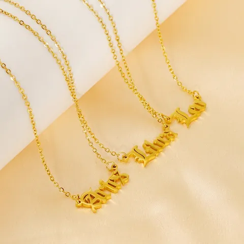 Zodiac Necklace 18K Gold Plated Stainless Steel Gothic Letter Pendant Minimalist Jewelry For Women