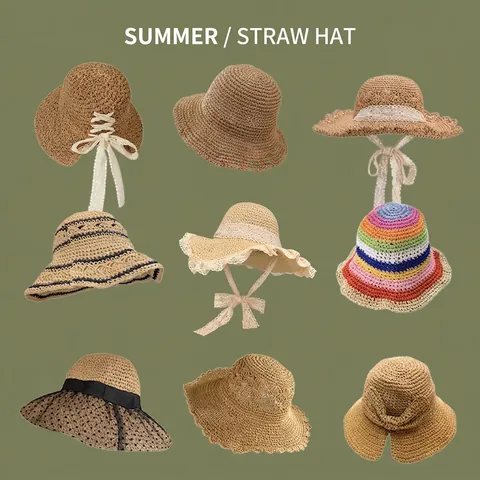 Damen Strohhut Mit Spitze Bogen Hohl Häkeln Faltbar Sommer Strand Reise Eimer Hut Sonnenschutz Atmungsaktiv
