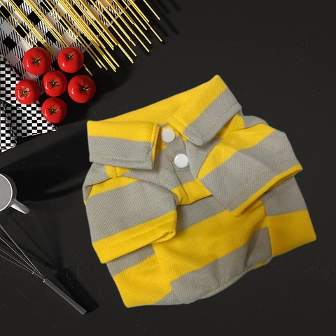 Striped Pet Polo Shirt Breathable Polyester Lapel Collar Short Sleeve Summer Clothes For Small Medium Dogs Cats Puppy