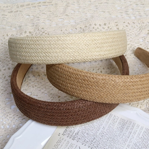 Retro Woven Wide Brim Headband For Women Solid Color Padded Hairband Minimalist Elegant Hair Accessory