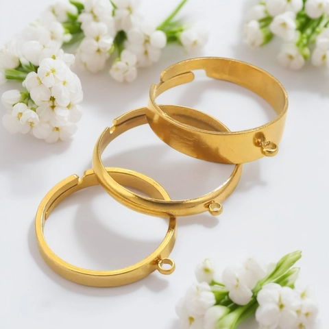 Stainless Steel Ring Blanks With Hanging Hole Adjustable Open Hoop DIY Jewelry Finding For Handmade Jewelry Making Crafts
