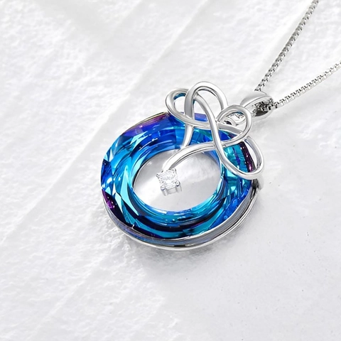 Collana con Pendente a Cuore Nodo dell'Infinito in Argento Sterling 925 per Donna Gioielli in Cristallo Artificiale Sfumato e Strass