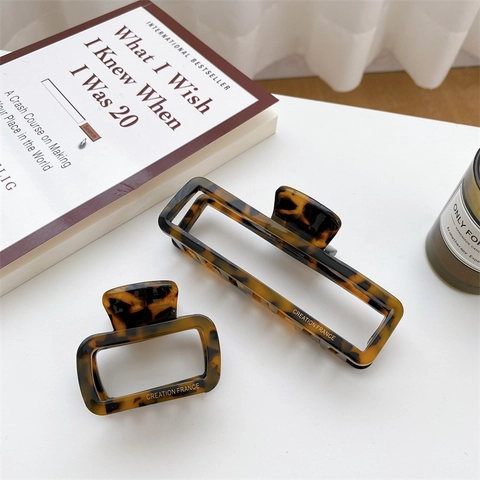 Pinza Per Capelli In Acetato Rettangolo Cavo Geometrico Molletta Squalo Tartarugato Leopardo Copricapo Per Donna