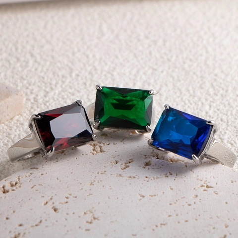 Dames Titanium Staal Grote Rechthoekige Strass Ring Trendy Gepolijste Geometrische Vingerring Sieraden Mode Accessoire
