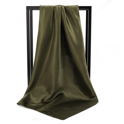 Foulard Carré en Satin Élégant pour Femmes Couleur Unie Bandana Cheveux Écharpe de Cou Aspect Soie Accessoires de Bureau Professionnels