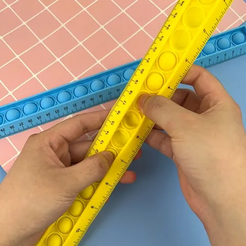 Pop It Ruler Silicone Measuring Tool Flexible Dual Scale Sensory Fidget Toy For Kids Students School Office Unbreakable