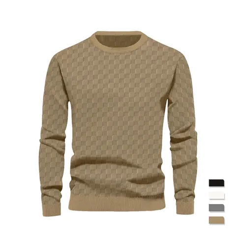 Heren Sweatshirt Ronde Hals Jacquard Schaakbord Lange Mouwen Polyester Elastaan Casual Pullover Top