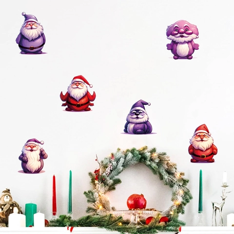 Pegatinas Pared Navidad Papá Noel Dibujos Animados PVC Calcomanías Ventana Decoración Hogar Salón Dormitorio Adornos