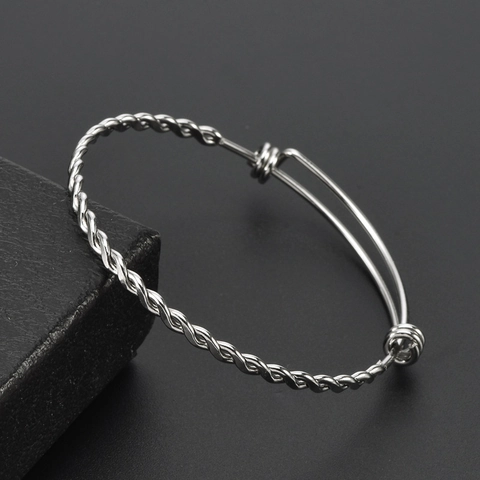 Pulsera Brazalete Ajustable De Acero Inoxidable Textura De Cuerda Trenzada Hebilla Deslizante Joyería De Moda Minimalista