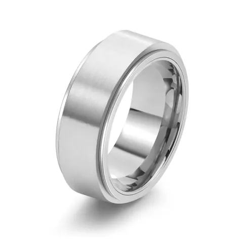 Drehbarer Spinner Ring Titan Edelstahl Gebürstetes Finish Stressabbau Modeschmuck Für Männer