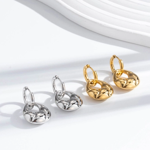 Stainless Steel Croissant Drop Earrings French Retro Textured High End Teardrop Hoop For Women
