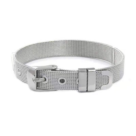 Bracciale In Maglia Di Acciaio Inossidabile Regolabile Fibbia Ad Ardiglione Stile Cinturino Gioielli Moda Unisex