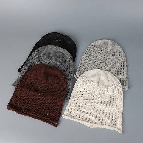 Women Slouchy Beanie Hat Speckled Cotton Wool Blend Breathable Lightweight Thin Colorful Dot Knit Cap For Spring Summer