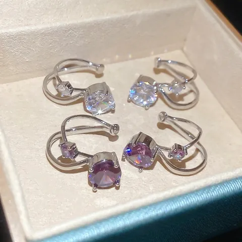 Ronde Zirkonia Dubbellaagse Ear Cuffs Koper Zonder Piercing Clip Op Oorbellen Mode Minimalistische Sieraden Voor Dames