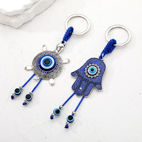 Böser Blick Fatima Hand Schildkröte Schlüsselanhänger Legierung Emaille Retro Ethnisch Glücksanhänger Schmuck Geschenk