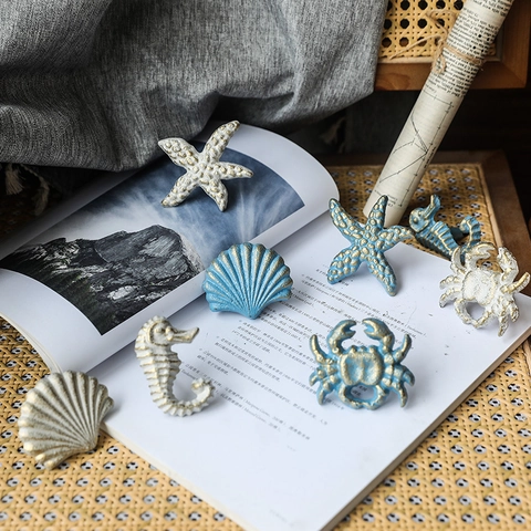 Cast Iron Cabinet Knobs Drawer Handles Vintage Mediterranean Ocean Sea Animal Cat Shape Retro Decorative Furniture Pulls