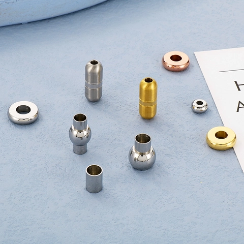 Perles D Espacement En Acier Inoxydable Et Connecteurs Magnétiques Pour La Fabrication De Bijoux DIY Plaqué Or 18K