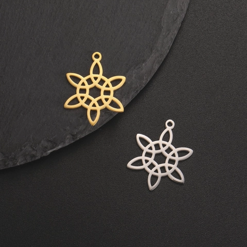 Stainless Steel Celtic Knot Flower Pendants Geometric Hollow Witchs Knot Charms For DIY Jewelry Making Necklace Bracelet Accessory