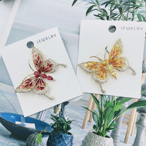 Élégante Broche Papillon En Alliage Émail Et Strass Épingles Bijoux Vintage Accessoires Pour Femmes Mariage Fête Cadeau