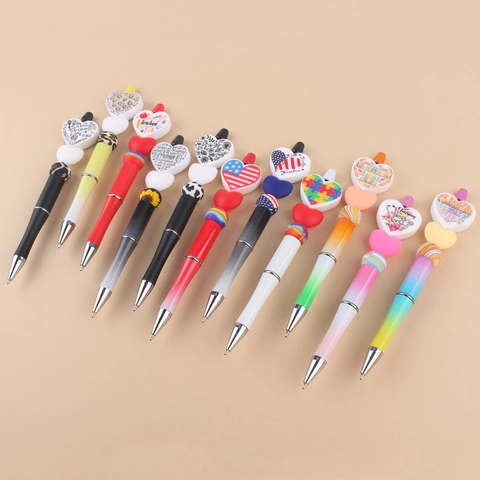 Kralen Balpen Hart Topper Plastic Siliconen Kralen DIY Creatieve Kantoorbenodigdheden School Leraar Verpleegster Cadeau