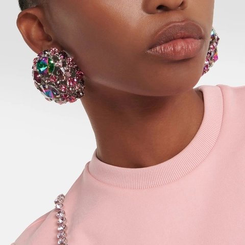 Western Legierung Strass Runde Clip-On Ohrringe Für Damen Ohne Ohrlöcher Geometrische Mehrfarbige Strass Ohrschmuck Geschenk