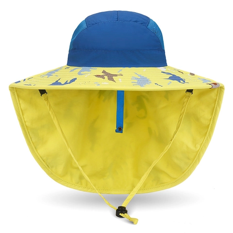 Cappello Protezione Solare Per Bambini Nylon Asciugatura Rapida Con Protezione Collo Dinosauro Cartone Animato Spiaggia All Aperto Berretto